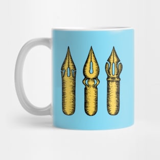 Dip Pen Nibs (Blue and Yellow) Mug